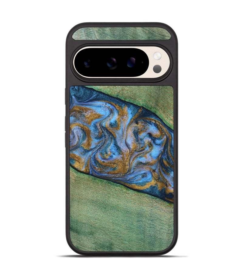Pixel 10 Wood Phone Case - Carson (Teal & Gold, 809216)