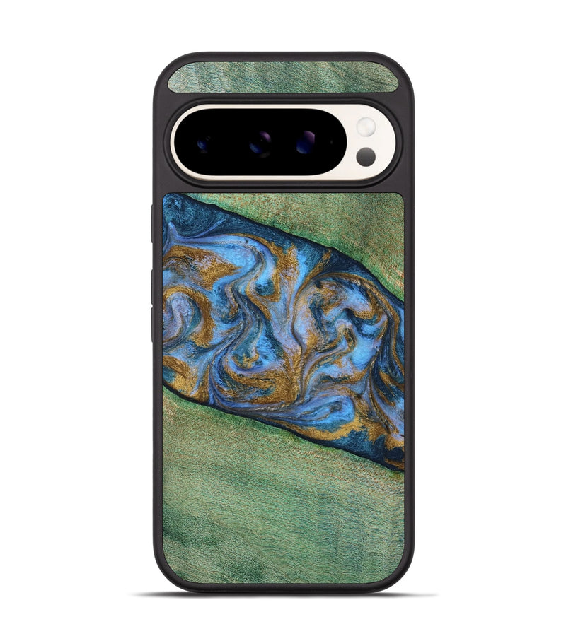 Pixel 9 Wood Phone Case - Carson (Teal & Gold, 809216)