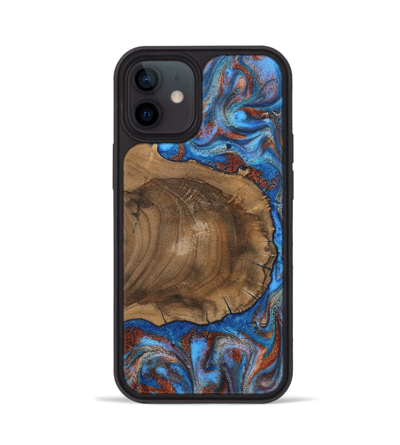 iPhone 12 Wood Phone Case - Andre (Teal & Gold, 809218)
