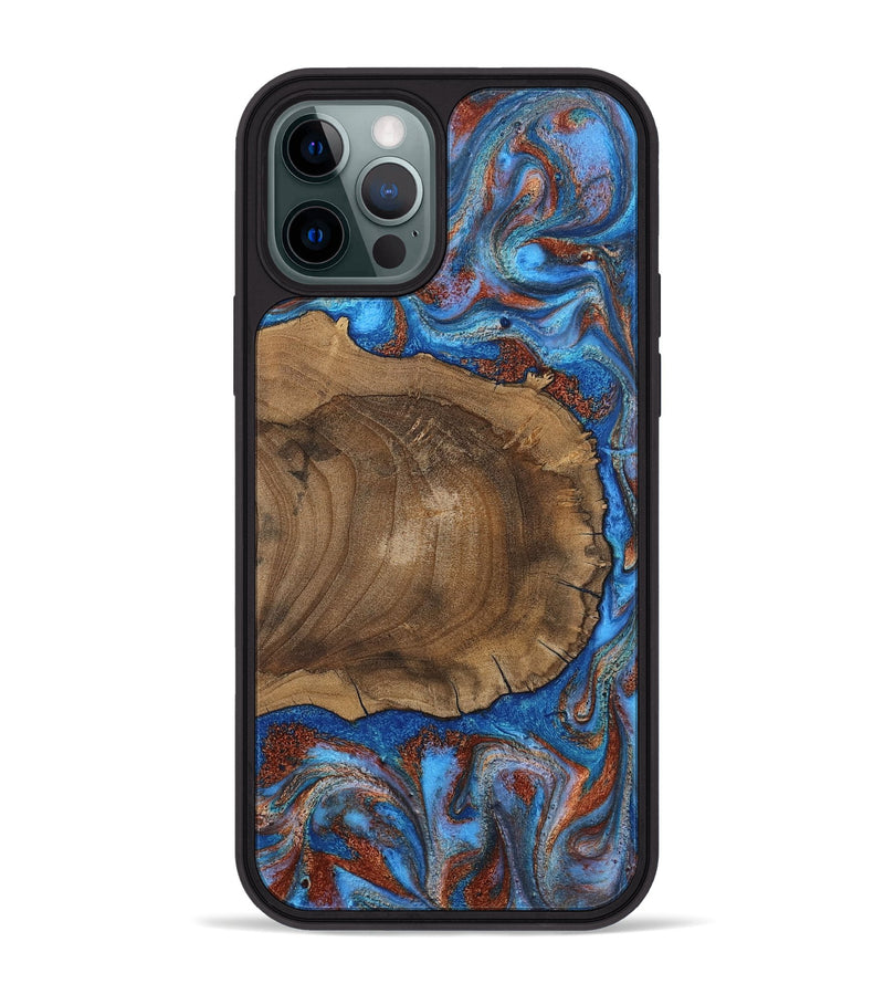 iPhone 12 Pro Max Wood Phone Case - Andre (Teal & Gold, 809218)