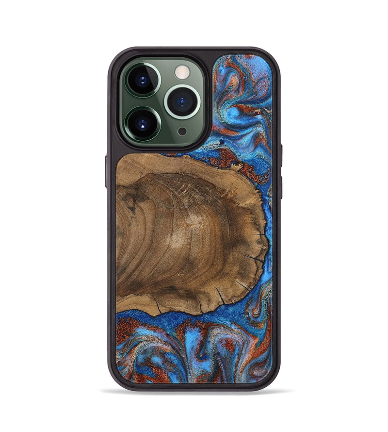 iPhone 13 Pro Wood Phone Case - Andre (Teal & Gold, 809218)