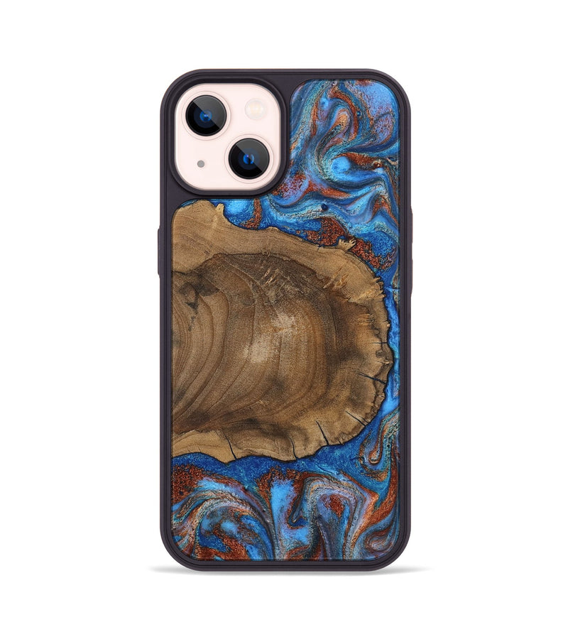 iPhone 14 Wood Phone Case - Andre (Teal & Gold, 809218)