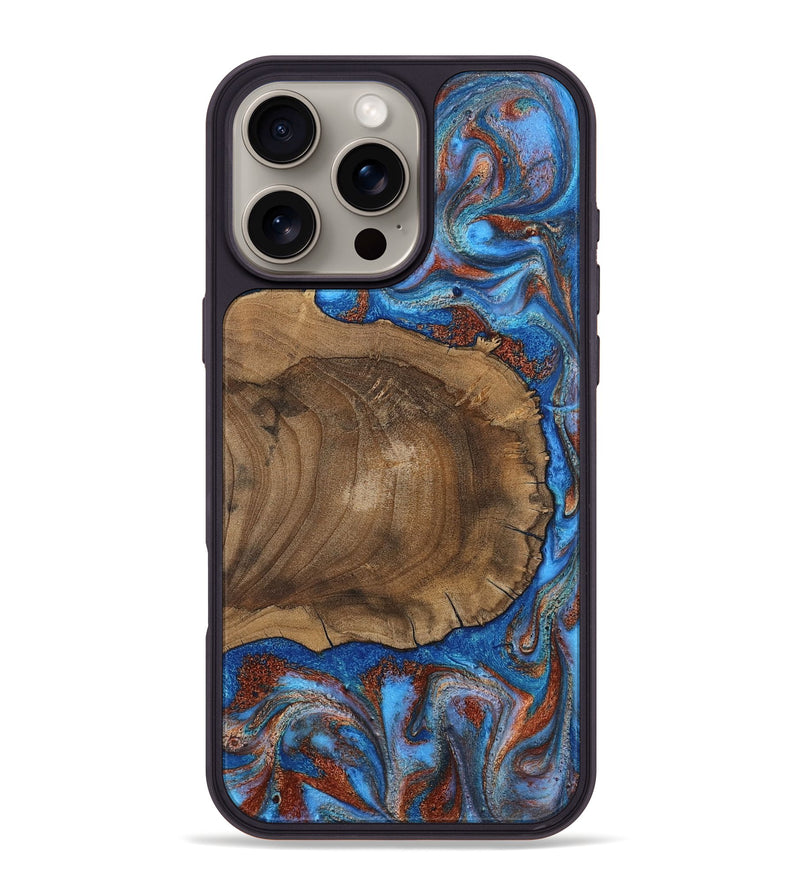 iPhone 16 Pro Max Wood Phone Case - Andre (Teal & Gold, 809218)