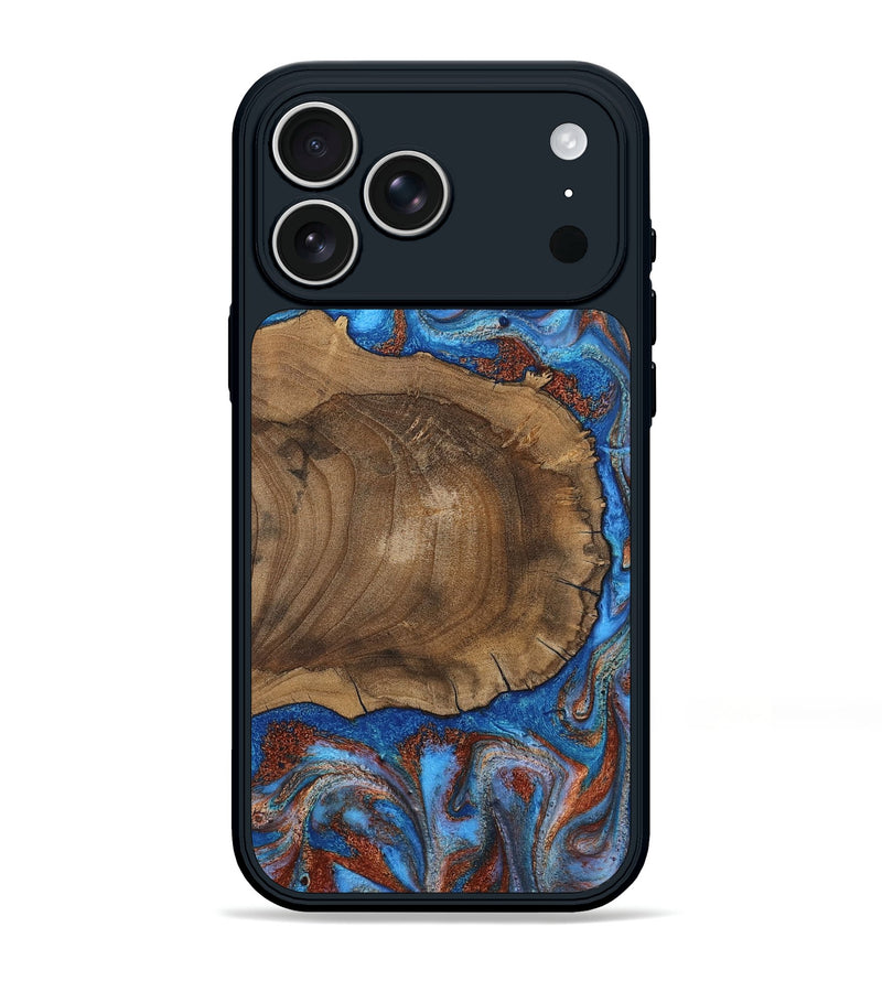 iPhone 17 Pro Max Wood Phone Case - Andre (Teal & Gold, 809218)