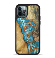 iPhone 12 Pro Max Wood Phone Case - Bruno (Teal & Gold, 809219)