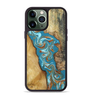 iPhone 13 Pro Max Wood Phone Case - Bruno (Teal & Gold, 809219)