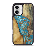 iPhone 16 Plus Wood Phone Case - Bruno (Teal & Gold, 809219)