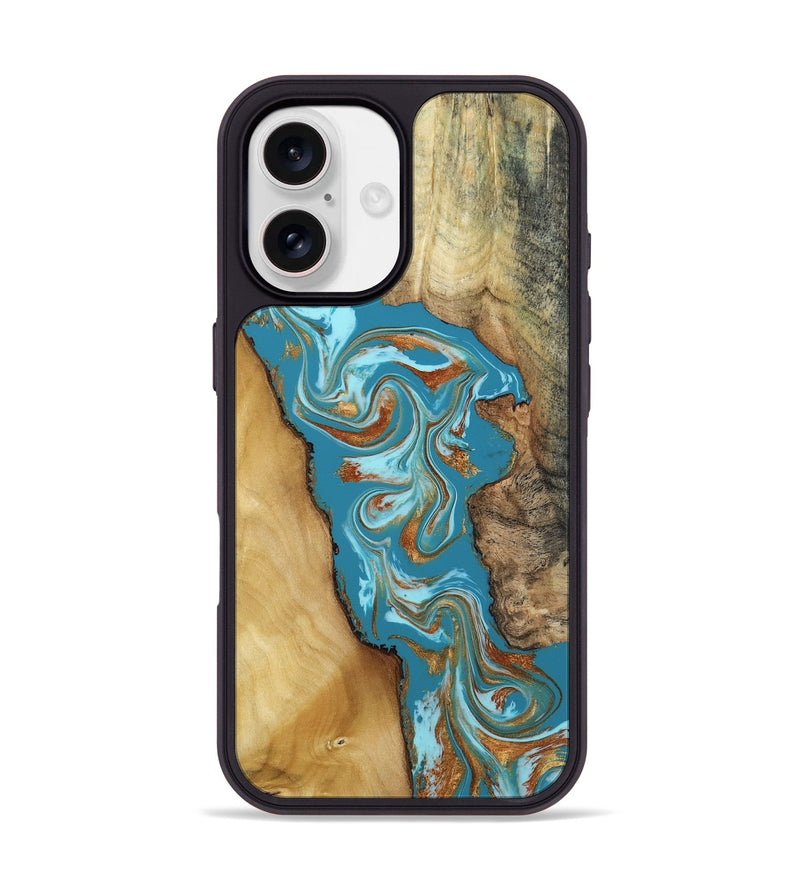 iPhone 17 Wood Phone Case - Bruno (Teal & Gold, 809219)