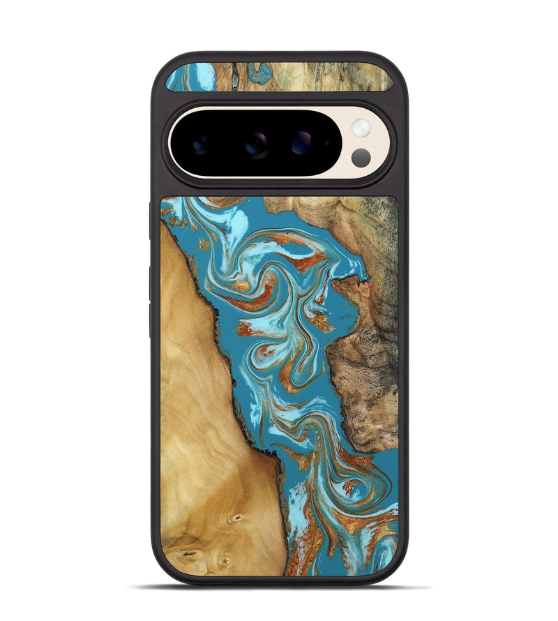 Pixel 10 Wood Phone Case - Bruno (Teal & Gold, 809219)