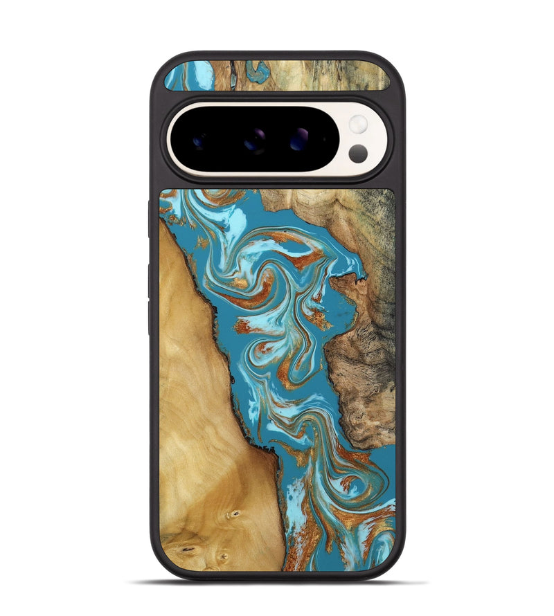 Pixel 9 Wood Phone Case - Bruno (Teal & Gold, 809219)