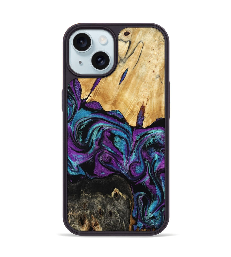 iPhone 15 Wood Phone Case - Elinor (Purple, 809221)