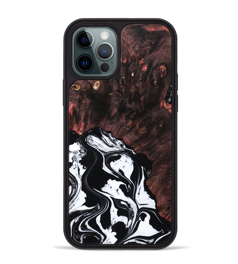 iPhone 12 Pro Max Wood Phone Case - Marisol (Black & White, 809225)