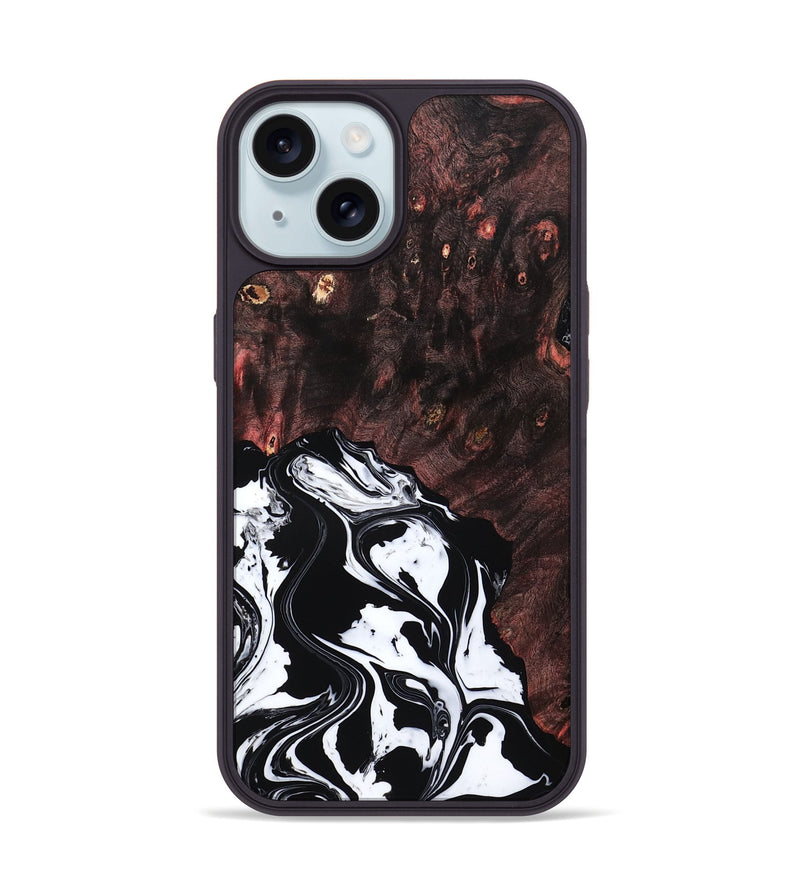 iPhone 15 Wood Phone Case - Marisol (Black & White, 809225)