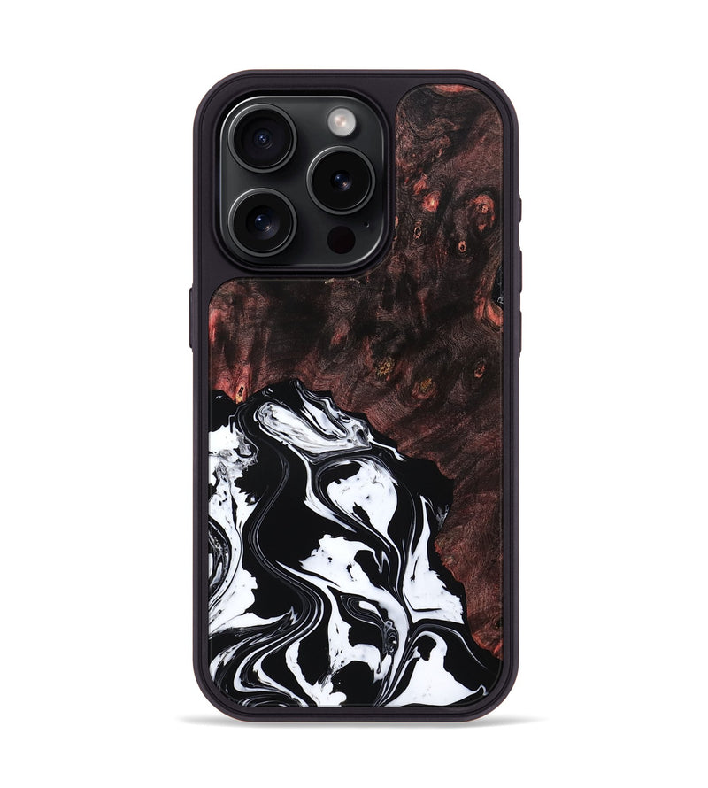 iPhone 15 Pro Wood Phone Case - Marisol (Black & White, 809225)