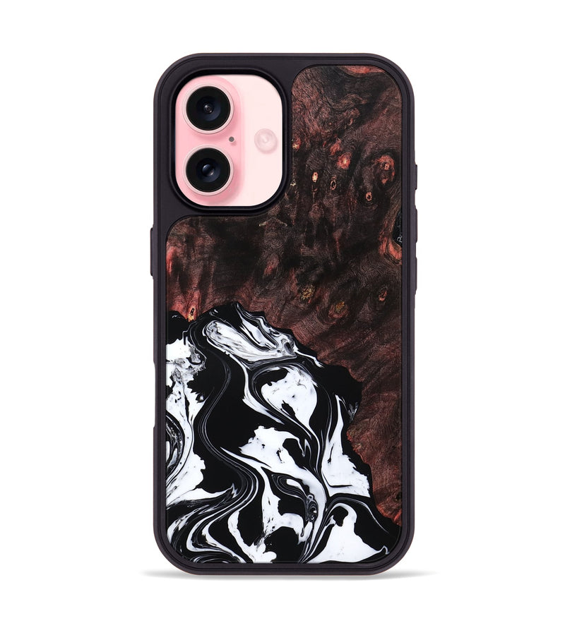iPhone 16 Wood Phone Case - Marisol (Black & White, 809225)