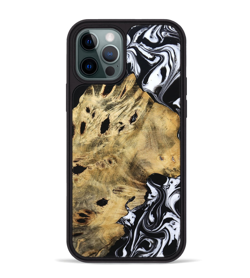 iPhone 12 Pro Max Wood Phone Case - Kacey (Black & White, 809227)