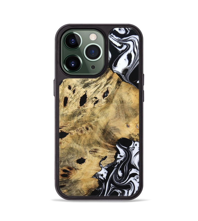 iPhone 13 Pro Wood Phone Case - Kacey (Black & White, 809227)
