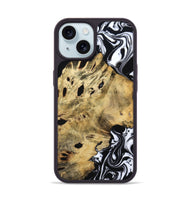 iPhone 15 Wood Phone Case - Kacey (Black & White, 809227)