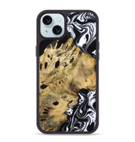 iPhone 15 Plus Wood Phone Case - Kacey (Black & White, 809227)