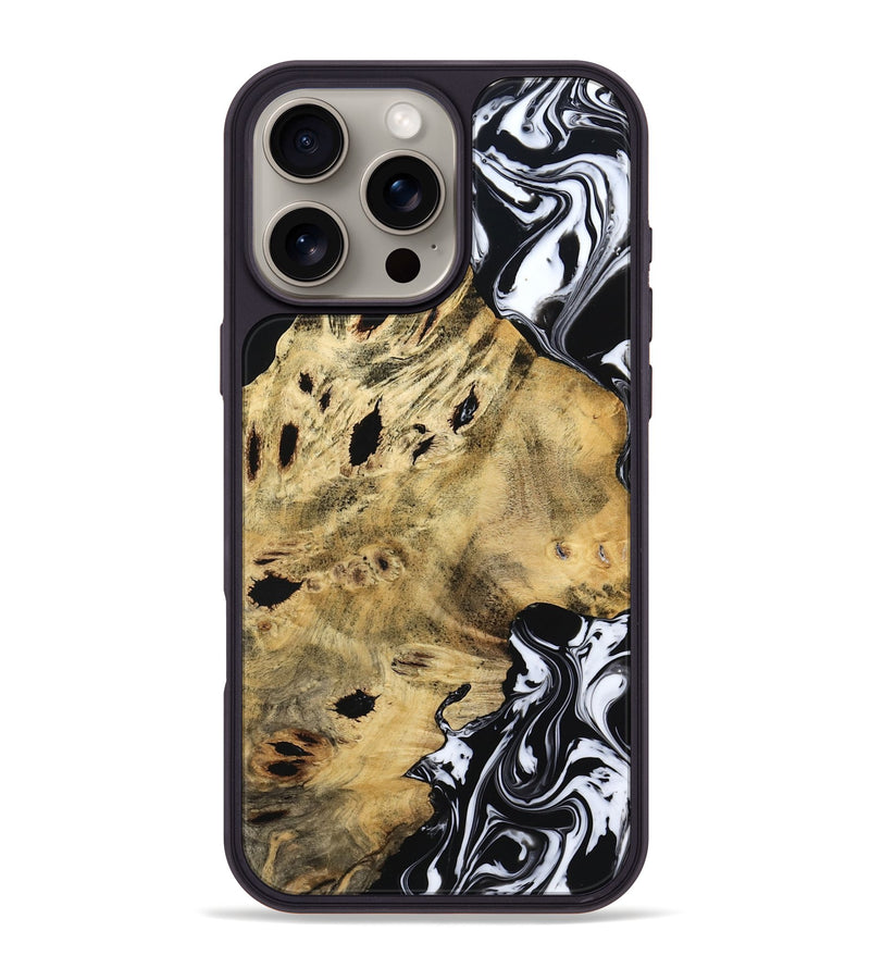 iPhone 16 Pro Max Wood Phone Case - Kacey (Black & White, 809227)