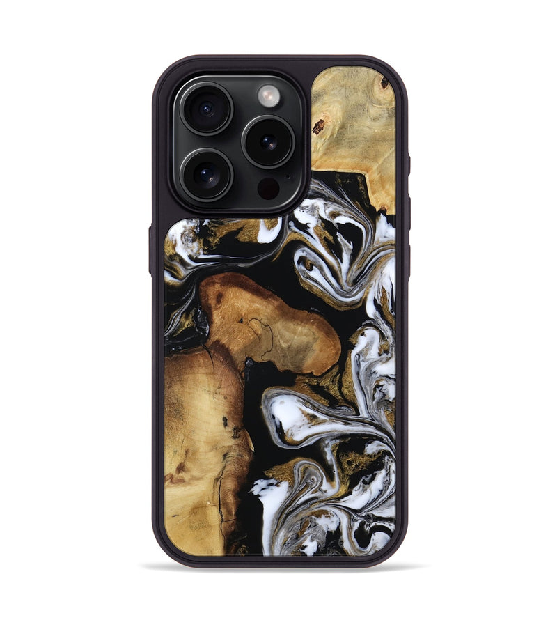 iPhone 15 Pro Wood Phone Case - Maisie (Black & White, 809230)