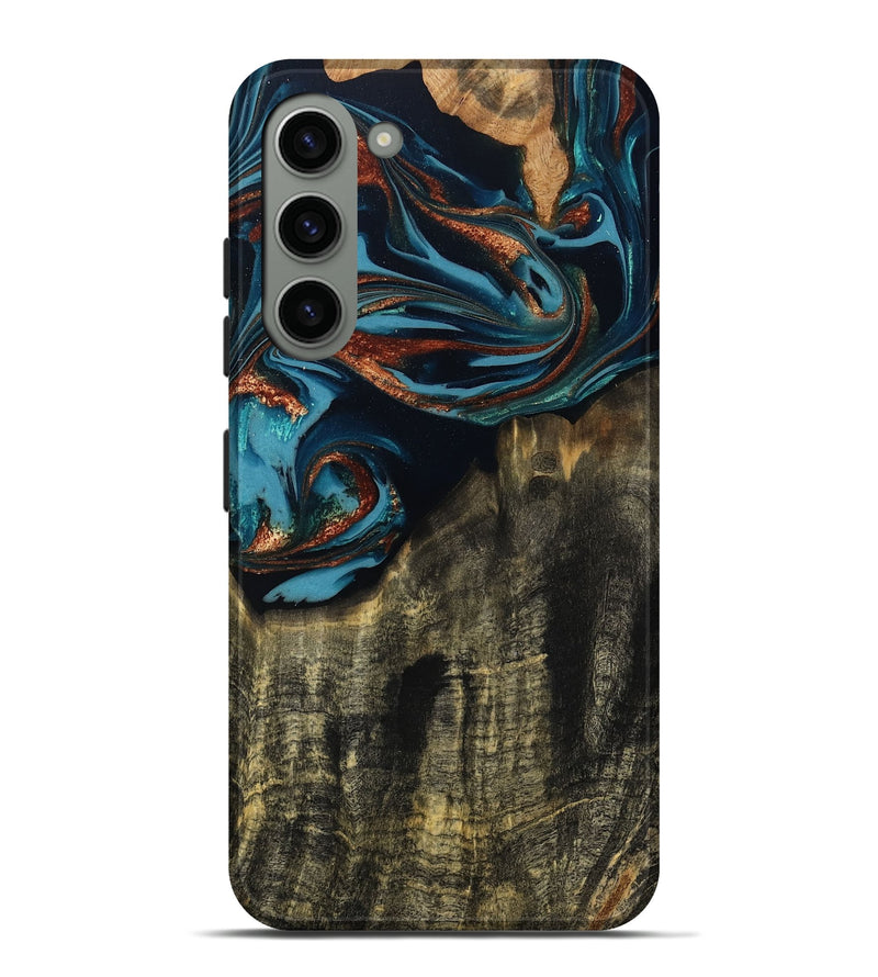 Galaxy S23 Plus Wood Live Edge Phone Case - Jamie (Teal & Gold, 809252)