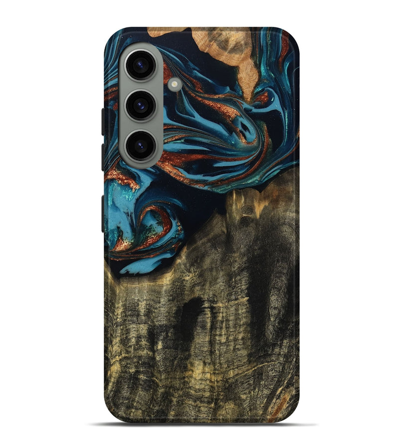 Galaxy S24 Plus Wood Live Edge Phone Case - Jamie (Teal & Gold, 809252)
