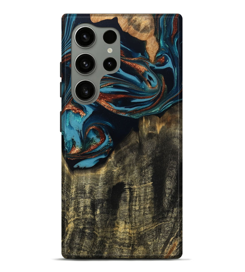 Galaxy S24 Ultra Wood Live Edge Phone Case - Jamie (Teal & Gold, 809252)