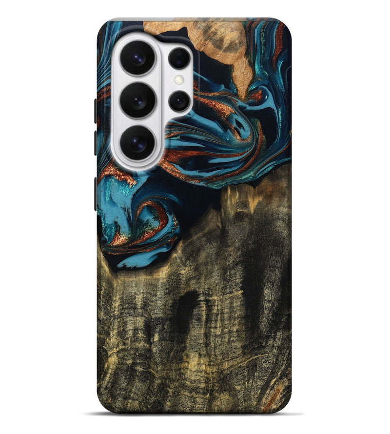 Galaxy S26 Ultra Wood Live Edge Phone Case - Jamie (Teal & Gold, 809252)