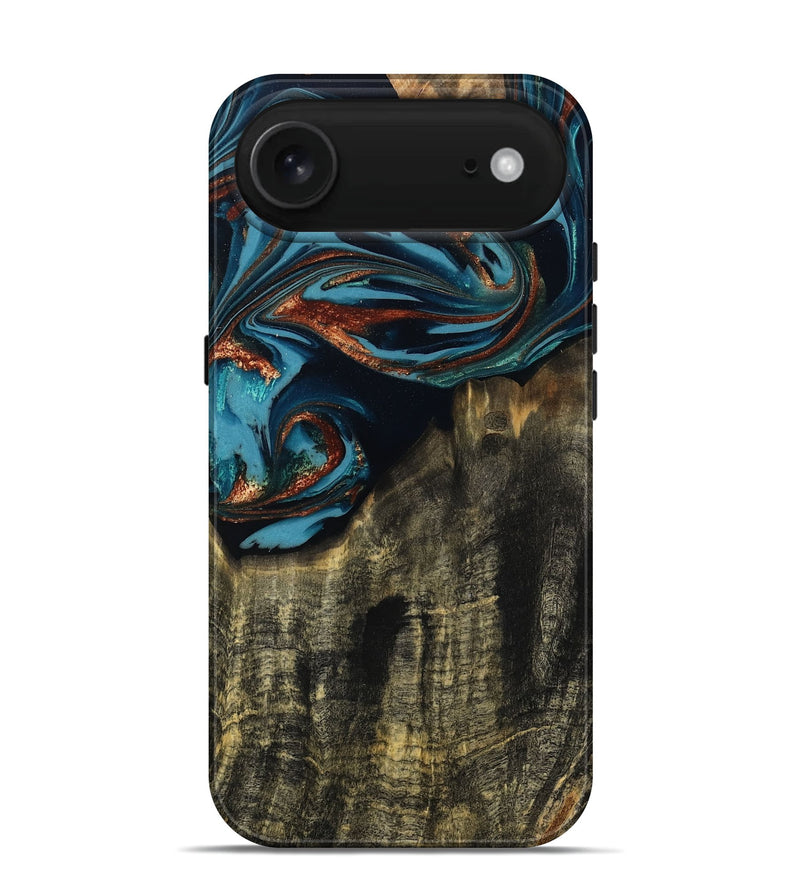 iPhone 17 Air Wood Live Edge Phone Case - Jamie (Teal & Gold, 809252)