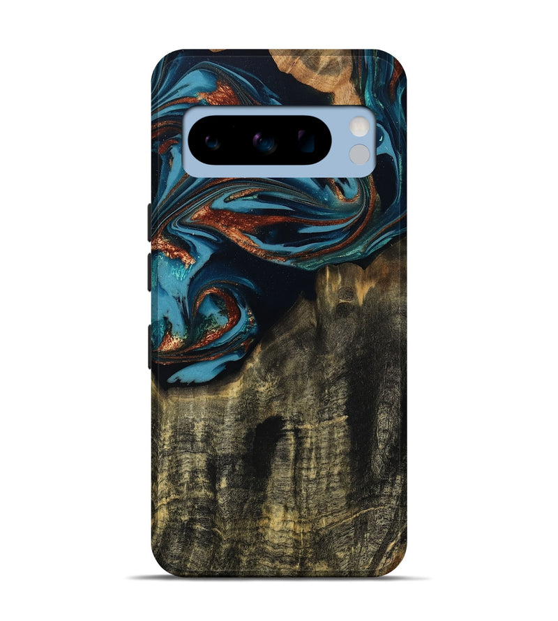 Pixel 8 Pro Wood Live Edge Phone Case - Jamie (Teal & Gold, 809252)