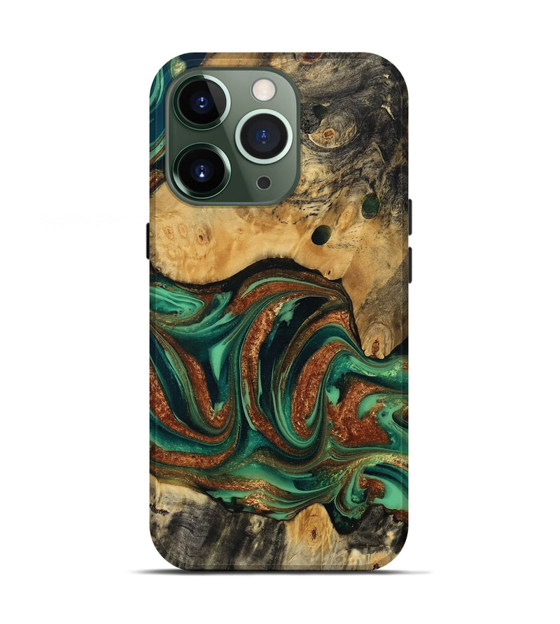 iPhone 13 Pro Wood Live Edge Phone Case - Judi (Green, 809255)