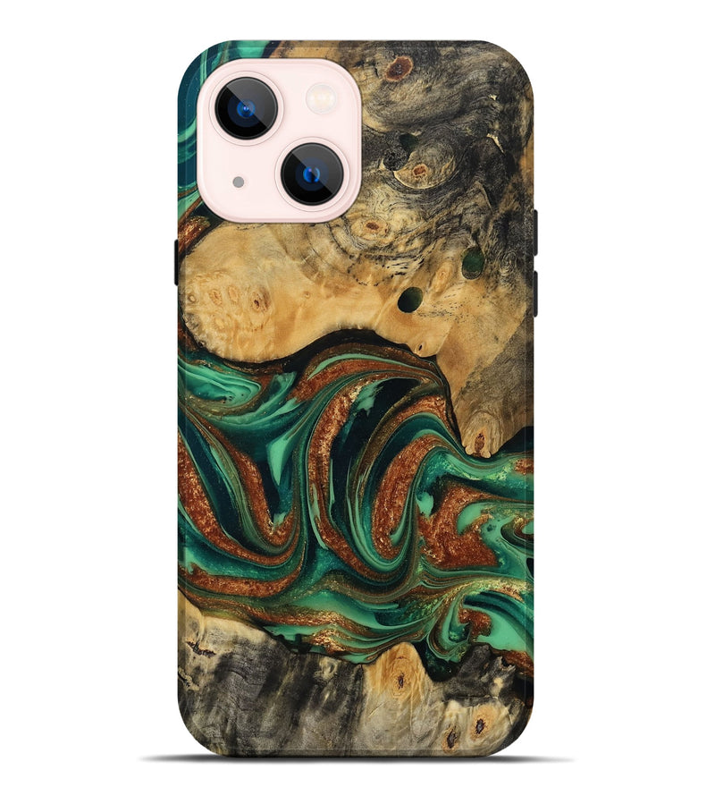 iPhone 14 Plus Wood Live Edge Phone Case - Judi (Green, 809255)