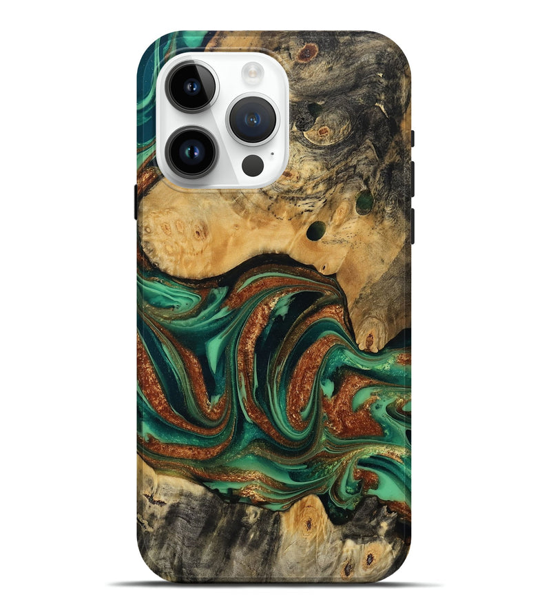 iPhone 15 Pro Max Wood Live Edge Phone Case - Judi (Green, 809255)