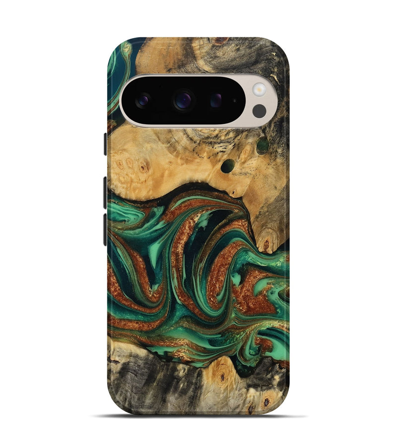 Pixel 9 Pro Wood Live Edge Phone Case - Judi (Green, 809255)