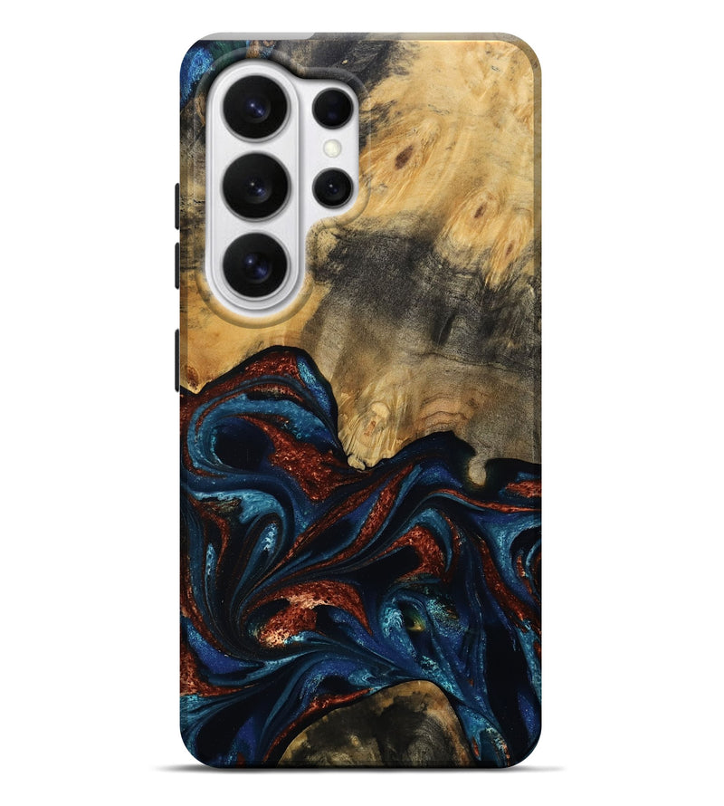 Galaxy S26 Ultra Wood Live Edge Phone Case - Trinity (Teal & Gold, 809261)