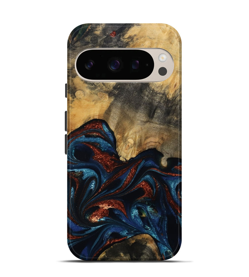 Pixel 10 Wood Live Edge Phone Case - Trinity (Teal & Gold, 809261)