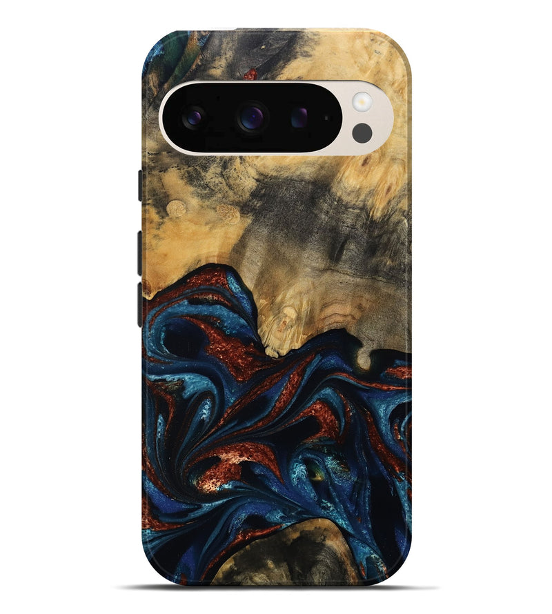 Pixel 10 Pro XL Wood Live Edge Phone Case - Trinity (Teal & Gold, 809261)