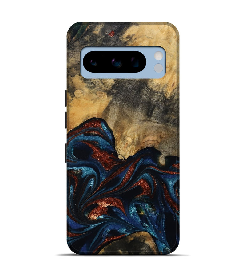 Pixel 8 Pro Wood Live Edge Phone Case - Trinity (Teal & Gold, 809261)