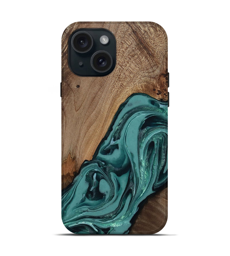 iPhone 15 Wood Live Edge Phone Case - Asa (Green, 809262)