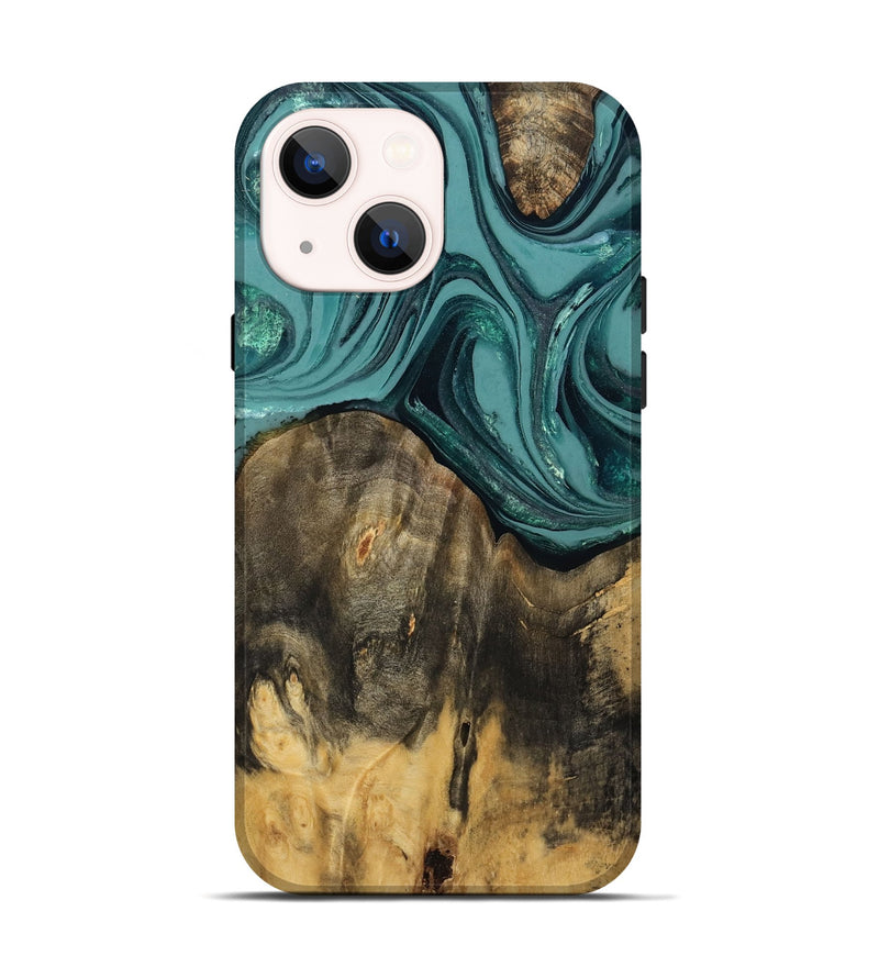 iPhone 14 Wood Live Edge Phone Case - Coleson (Green, 809263)