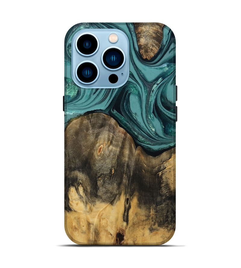 iPhone 14 Pro Wood Live Edge Phone Case - Coleson (Green, 809263)