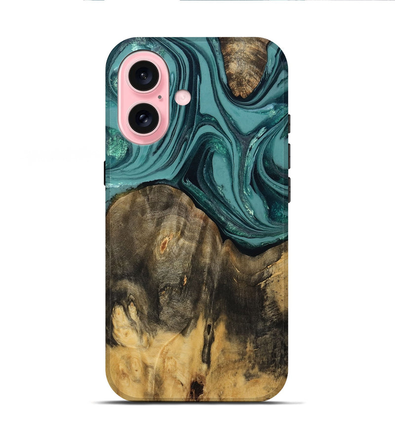iPhone 16 Wood Live Edge Phone Case - Coleson (Green, 809263)