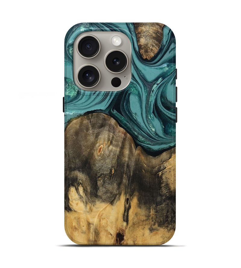 iPhone 16 Pro Wood Live Edge Phone Case - Coleson (Green, 809263)