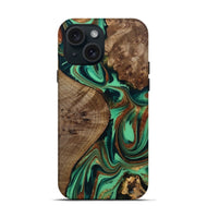 iPhone 15 Wood Live Edge Phone Case - Bailee (Green, 809277)