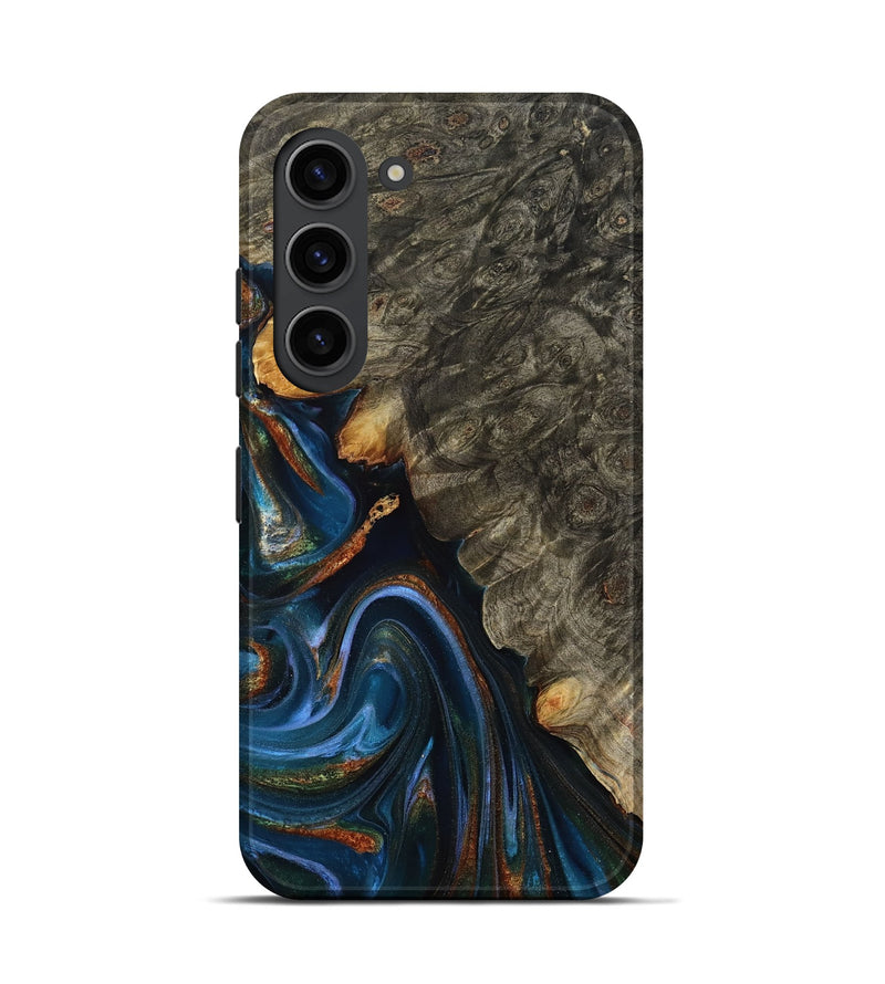 Galaxy S23 Wood Live Edge Phone Case - Jaylani (Teal & Gold, 809283)