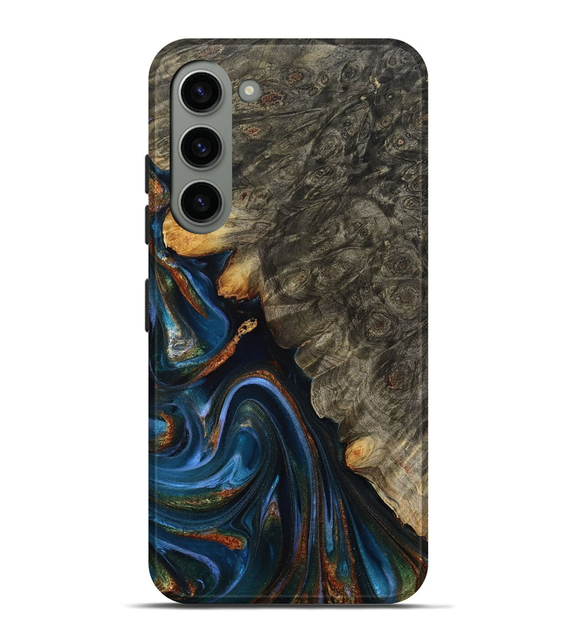 Galaxy S23 Plus Wood Live Edge Phone Case - Jaylani (Teal & Gold, 809283)