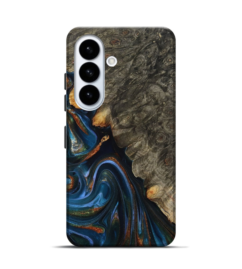 Galaxy S26 Wood Live Edge Phone Case - Jaylani (Teal & Gold, 809283)