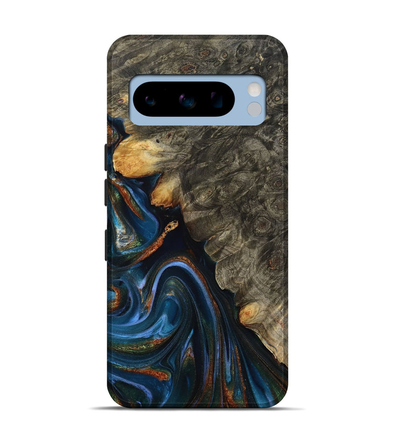 Pixel 8 Pro Wood Live Edge Phone Case - Jaylani (Teal & Gold, 809283)