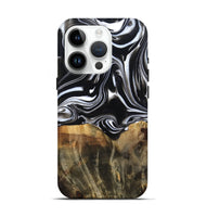 iPhone 15 Pro Wood Live Edge Phone Case - Maximo (Black & White, 809284)